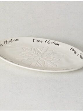 'Merry Christmas' Sullivans Comfort and Joy Snowflake Ceramic Platter
